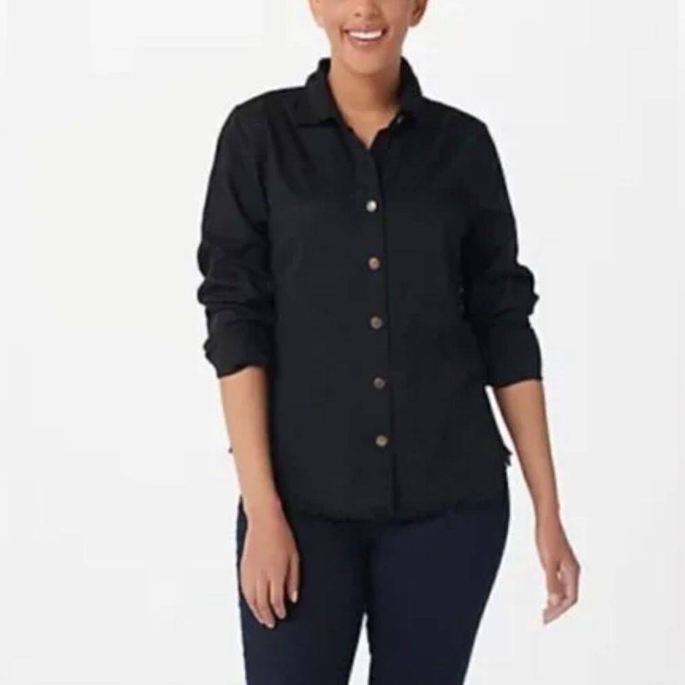 Seed to Style Organic Cotton Twill Button-Down W/ Fray Shirt
